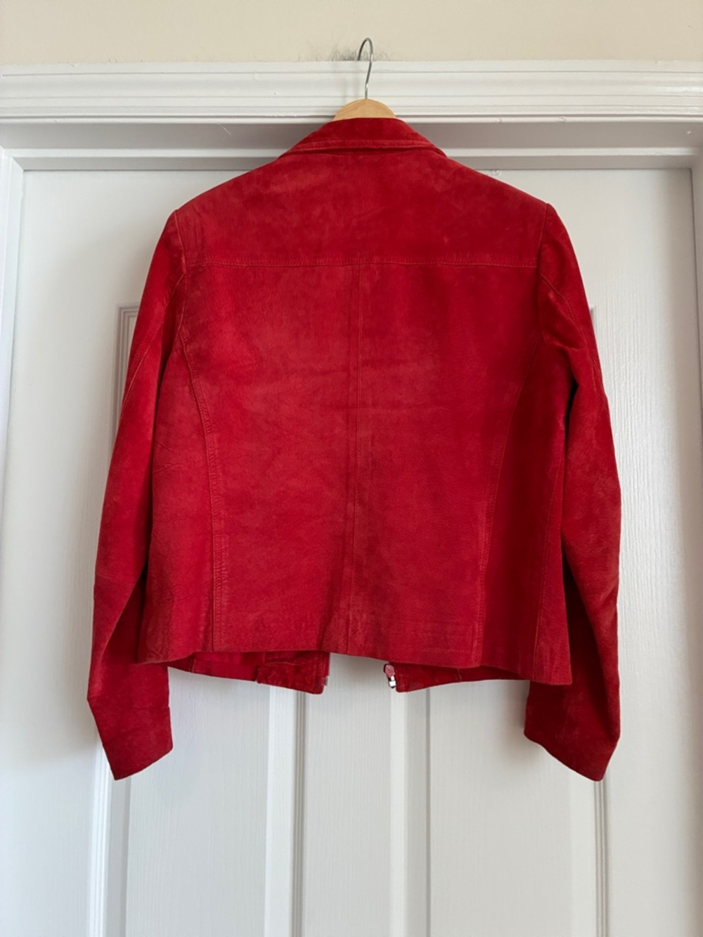 Coastal Cowgirl Yvonne Marie Red Suede Leather Zip-Up Moto Jacket - Size 8 - Picture 7 of 10